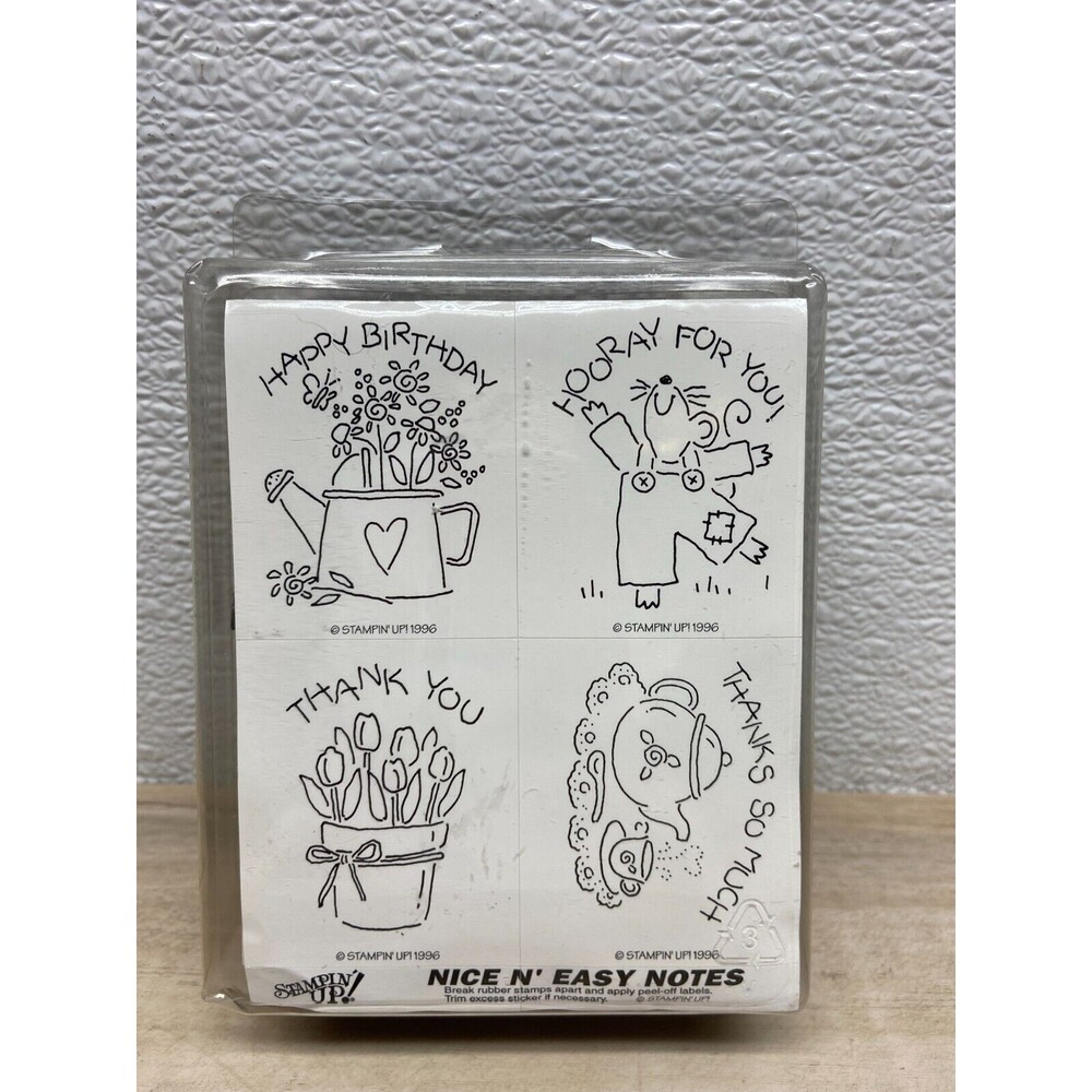 1996 Stampin Up Nice And Easy Notes Set Of 8 Rubber Stamps
